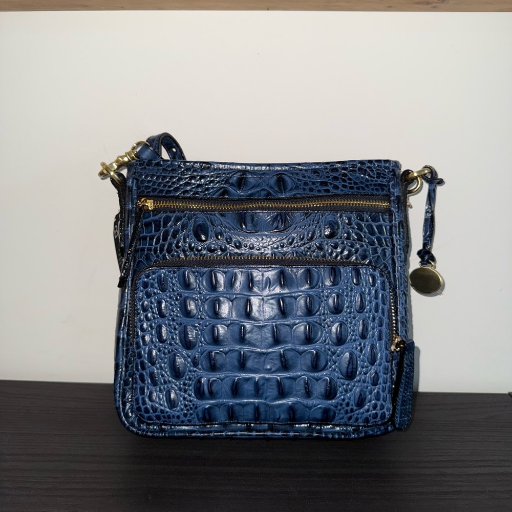 Brahmin Navy Embossed Crossbody Bag NWT